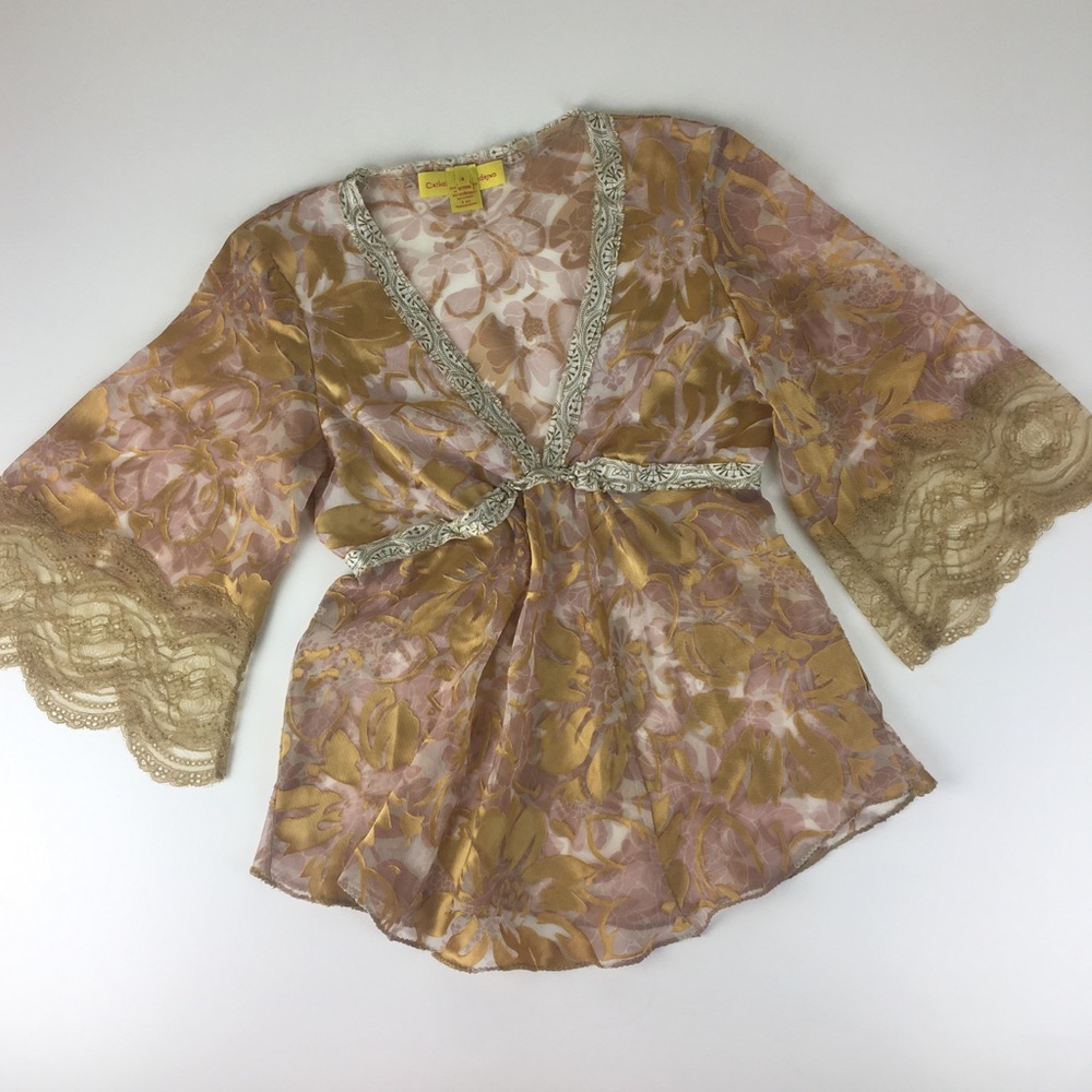 Anthro Catherine Malandrino burnout lace empire top S XS - Picture 5 of 9